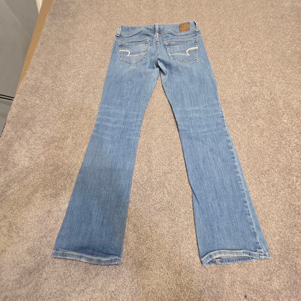 Indie Sleaze Y2K 2000s AEO Slim Boot Jeans size 00 Low Rise Light Wash whiskered